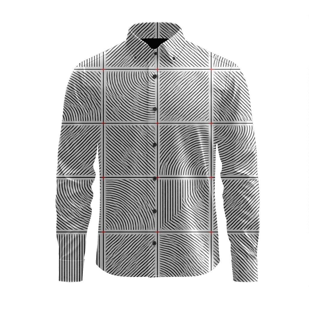 Moire Line Interference Tiles comfortable casual long sleeves