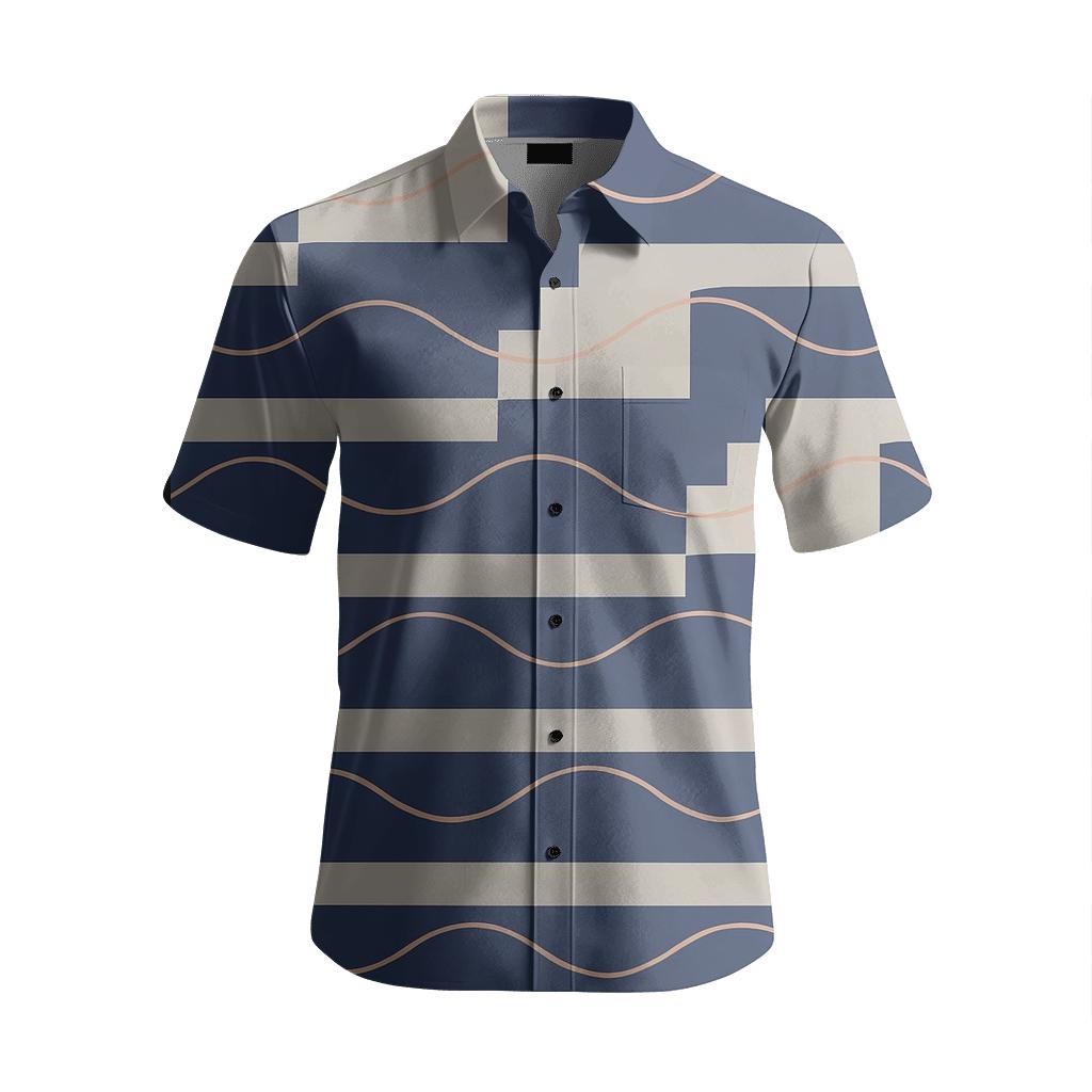 Banded Sine Ladder Stripes personalized casual short sleeves