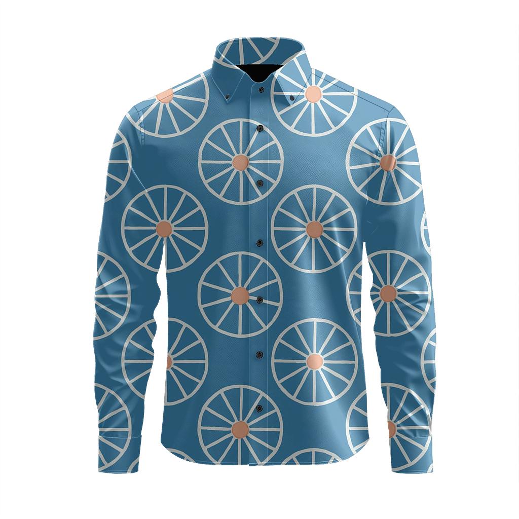 Radial Spoke Rosette Grid trendy crew neck long sleeves