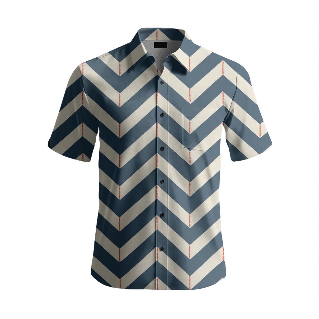 Offset Chevron Lattice Drift designer printed short sleeve tops
