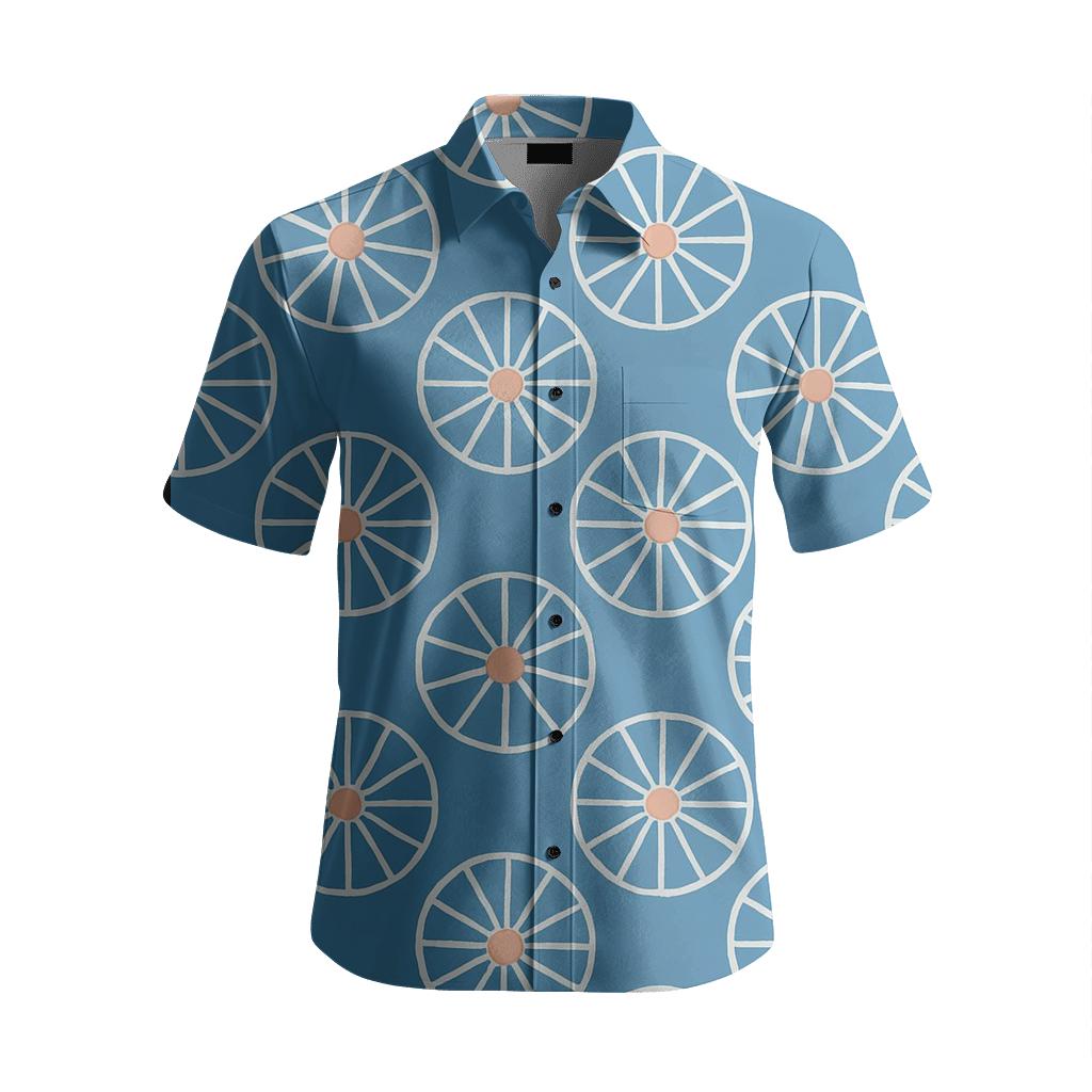 Radial Spoke Rosette Grid comfortable cotton short sleeves