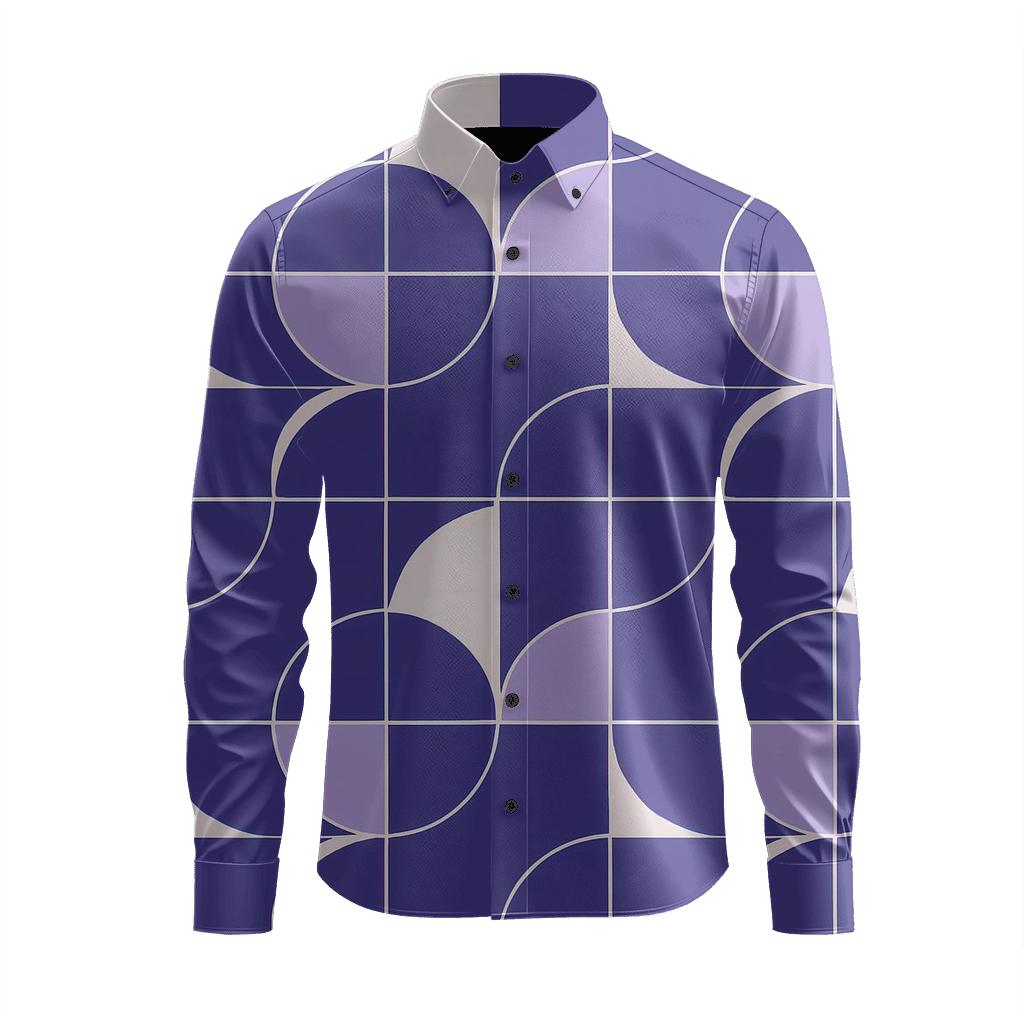 Arc Segment Pinwheel Grid trendy crew neck long sleeves