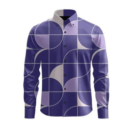 Arc Segment Pinwheel Grid trendy crew neck long sleeves