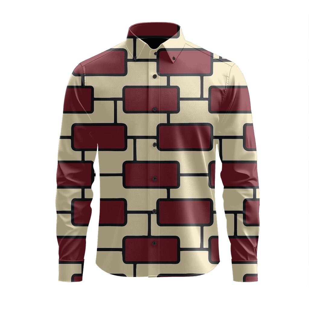 Offset Block Chainwork soft fabric long sleeve shirts