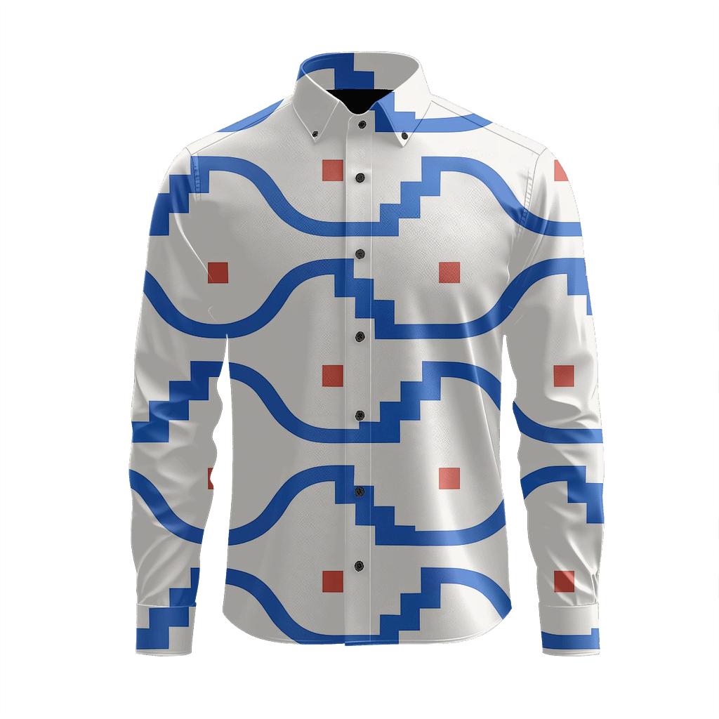 Sine Step Grid Notation soft fabric long sleeve shirts