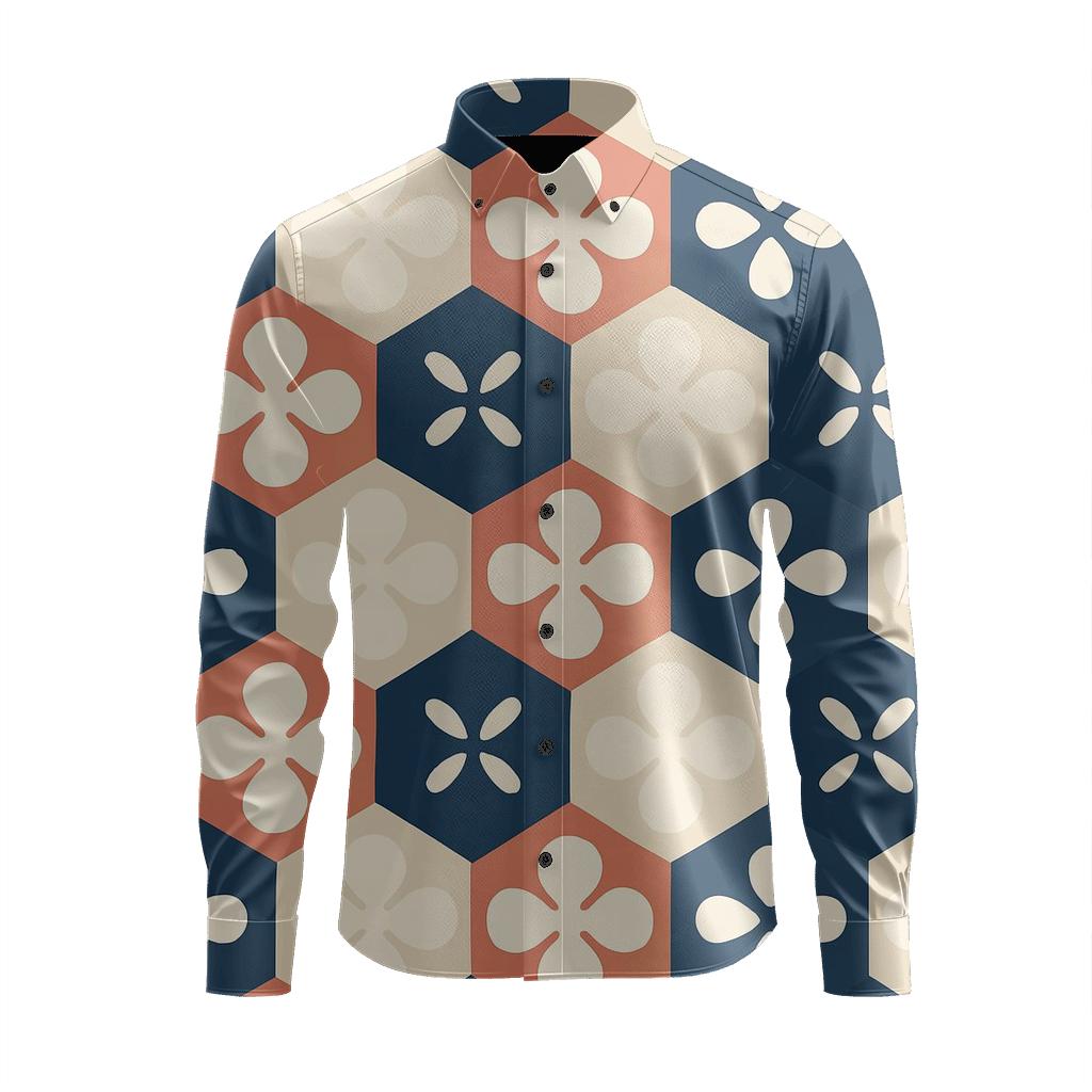Hex Petal Toggle Tessellation stylish fitted long sleeve tees