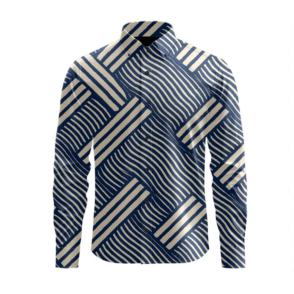 Moire Ribbon Interference designer printed long sleeve tops