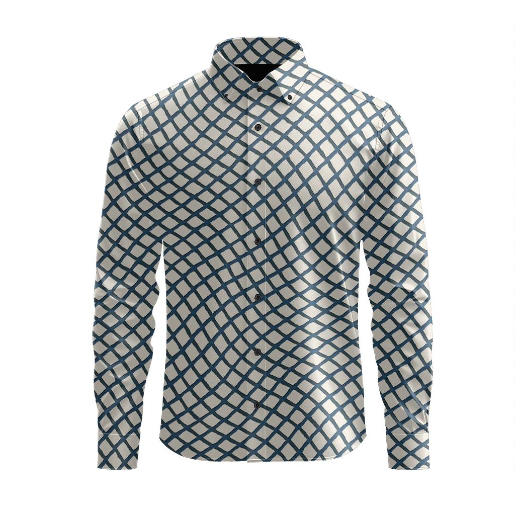 Moire Lattice Drift soft fabric long sleeve shirts