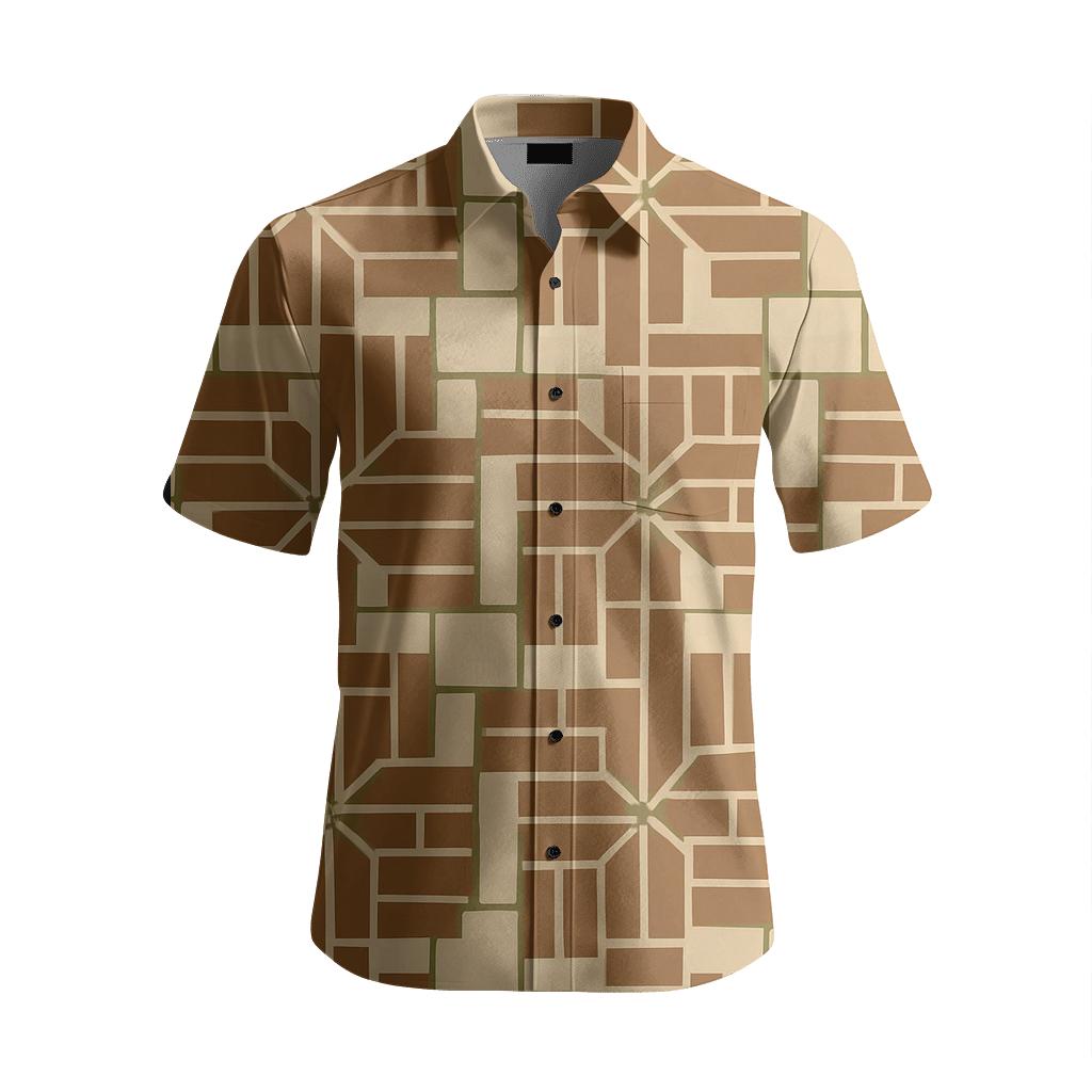 Offset Brick Spiral Units soft fabric short sleeve shirts
