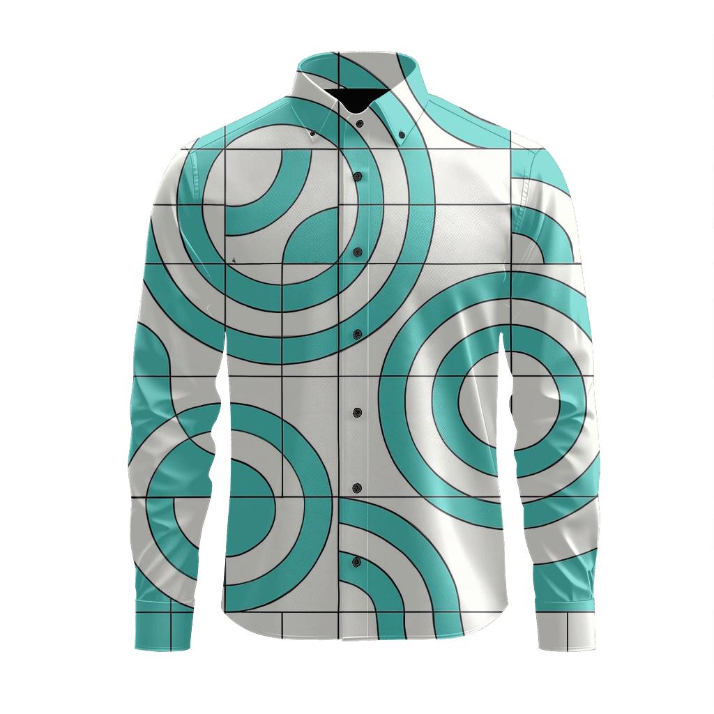 Concentric Arc Circuit Tiles personalized cotton long sleeves