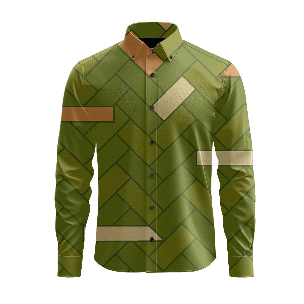 Herringbone Pixel Masonry unique graphic long sleeve shirts