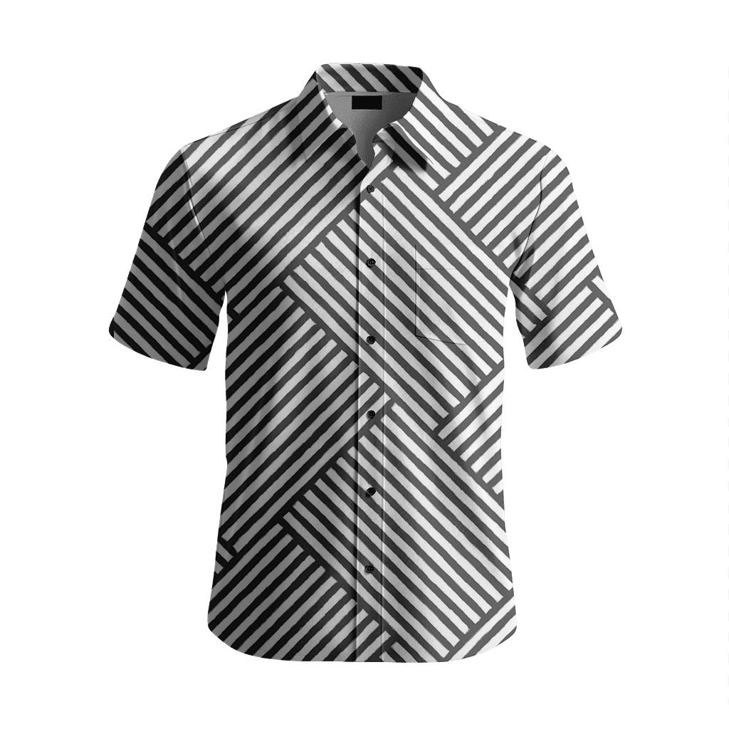 Moire Stripe Interference Map trendy crew neck short sleeves