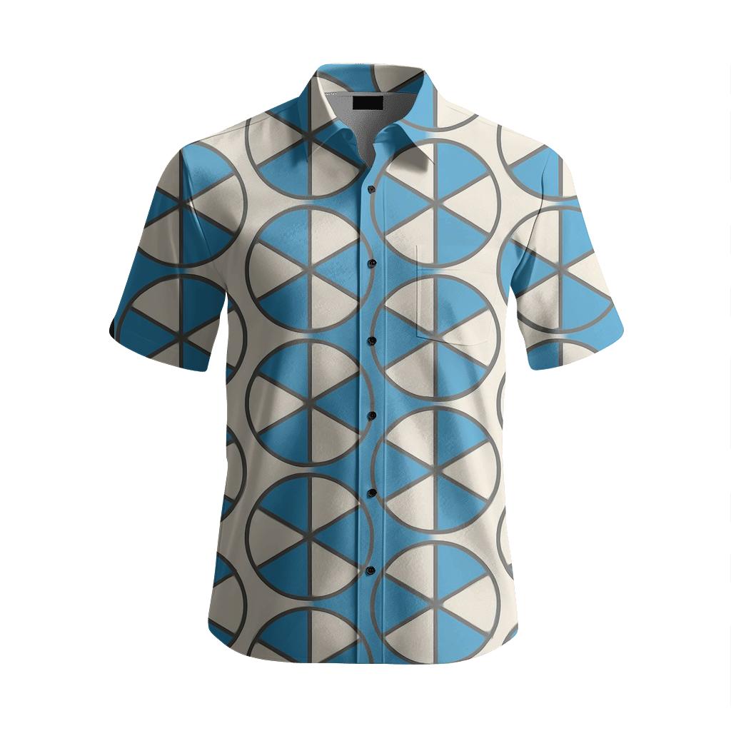 Radial Slice Disk Grid soft fabric short sleeve shirts