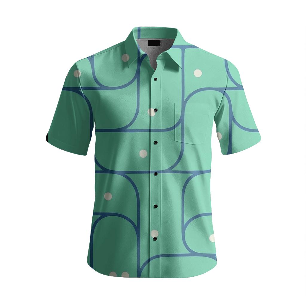 Cell Split Ribbon Tiles soft fabric short sleeve shirts