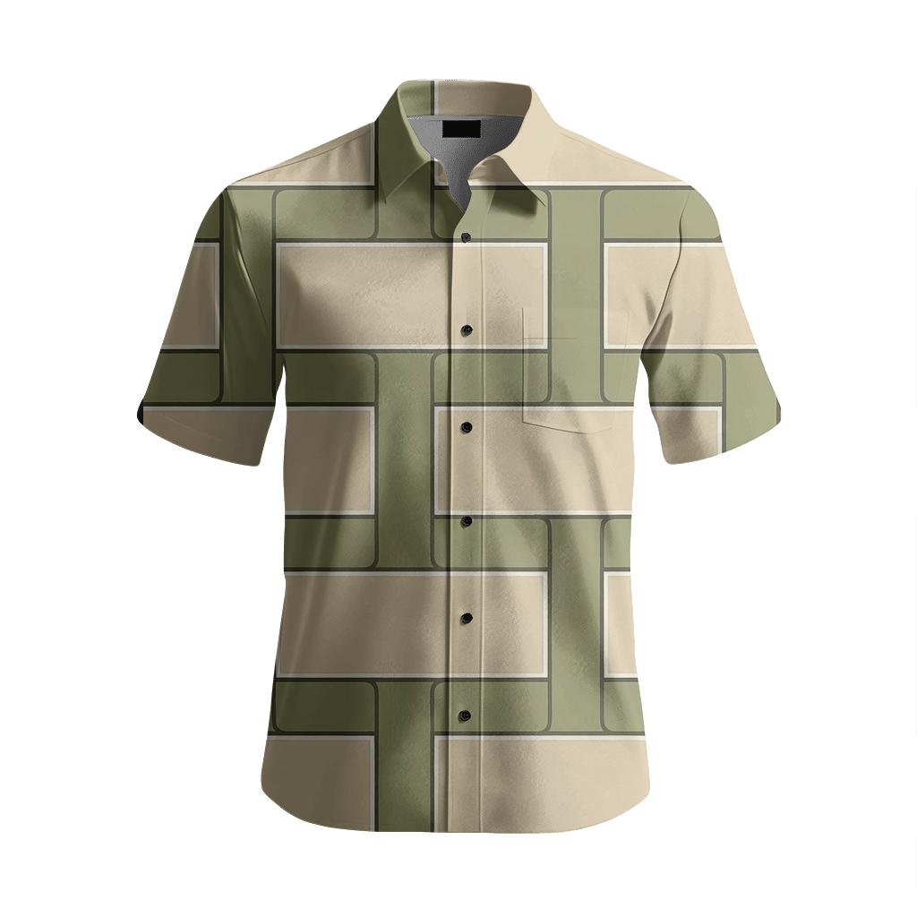 Offset Block Chainwork soft fabric short sleeve shirts