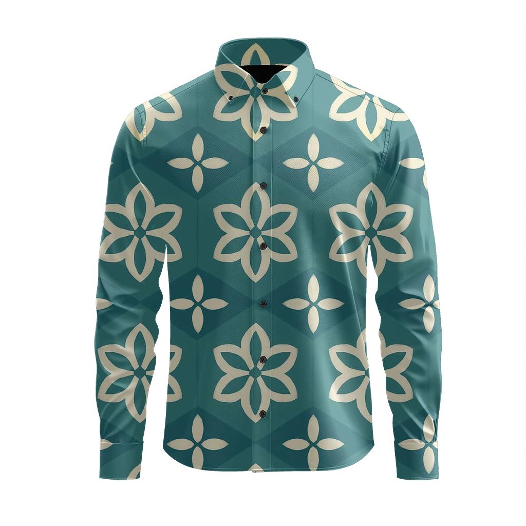 Hex Petal Matrix designer printed long sleeve tops