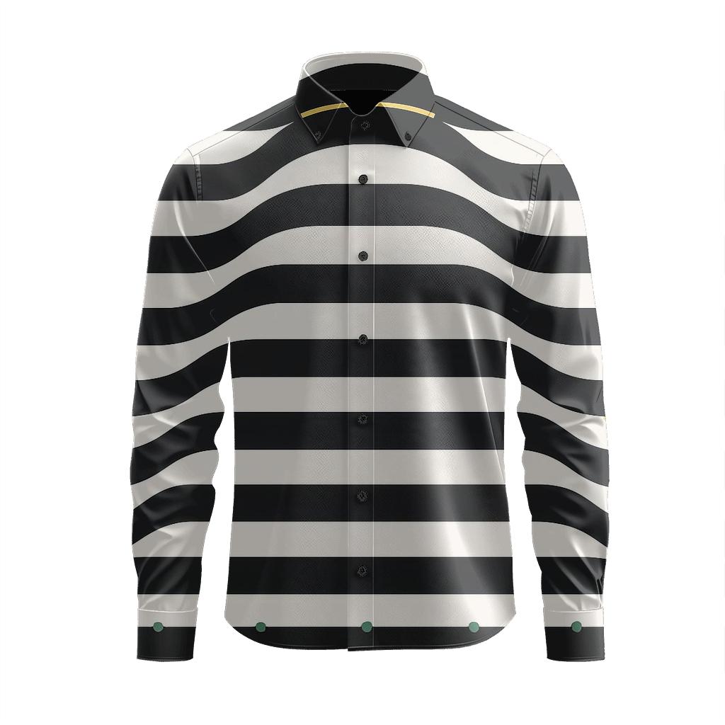 Sine Step Stripe Ledger trendy crew neck long sleeves