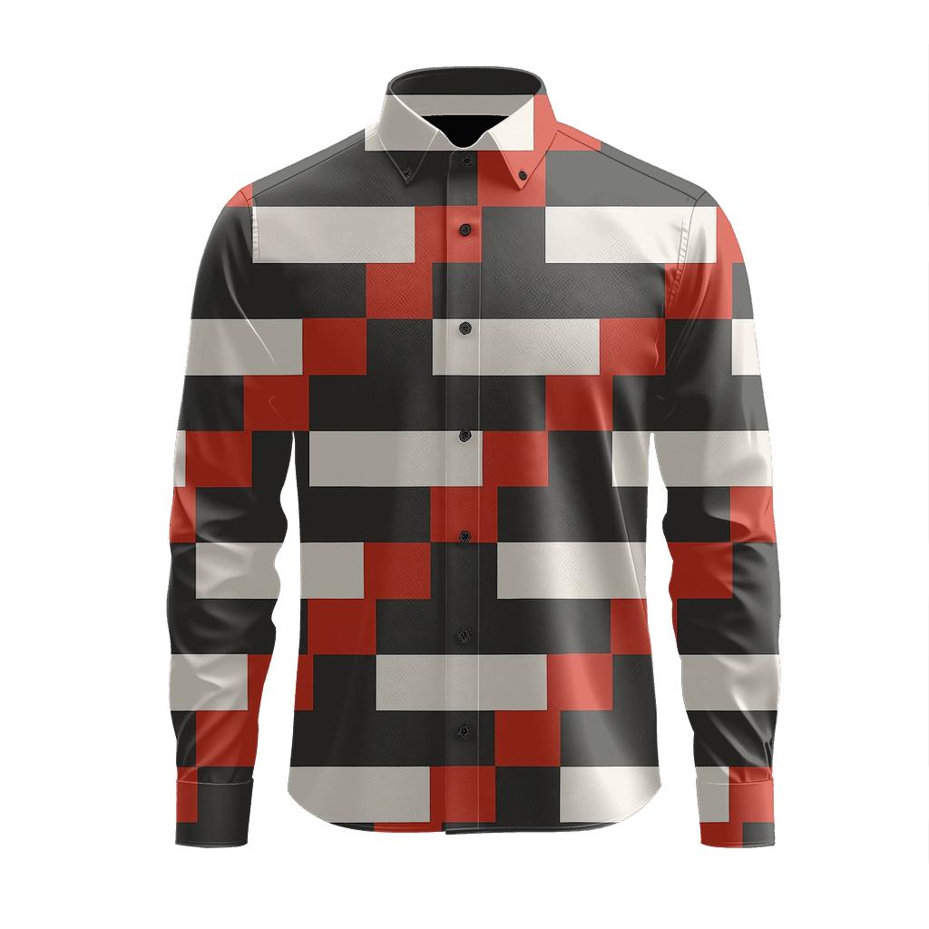 Offset Stripe Staircase Field unique graphic long sleeve shirts