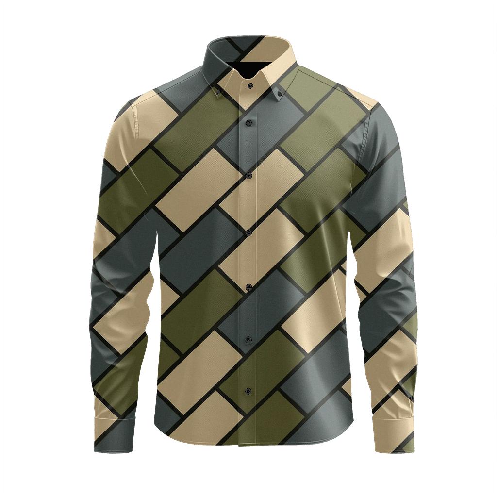 Rhombus Shear Patchwork Pulse unique graphic long sleeve shirts