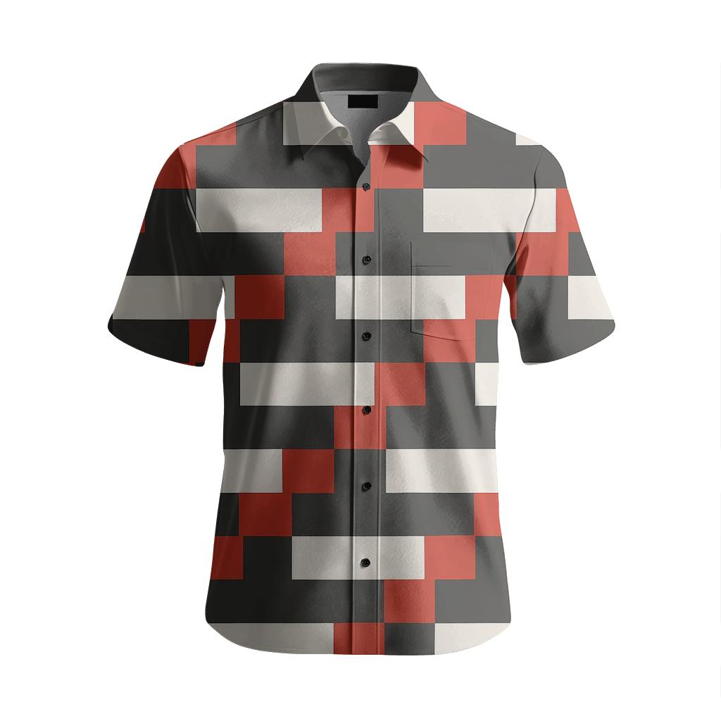 Offset Stripe Staircase Field unique graphic short sleeve shirts