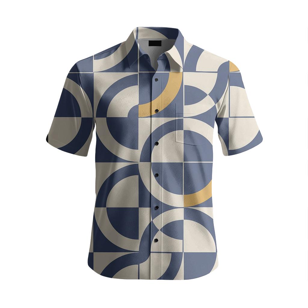 Concentric Arc Tile Circuit unique graphic short sleeve shirts