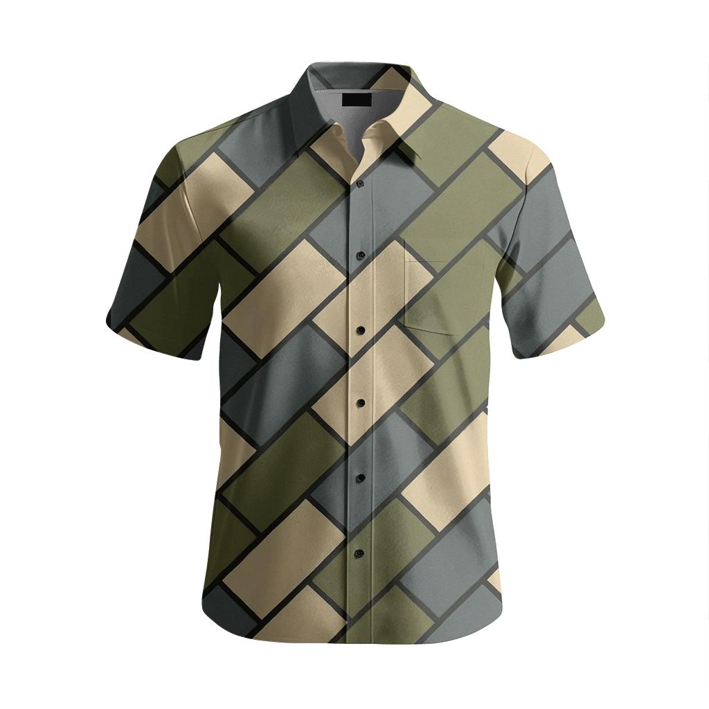 Rhombus Shear Patchwork Pulse soft fabric short sleeve shirts