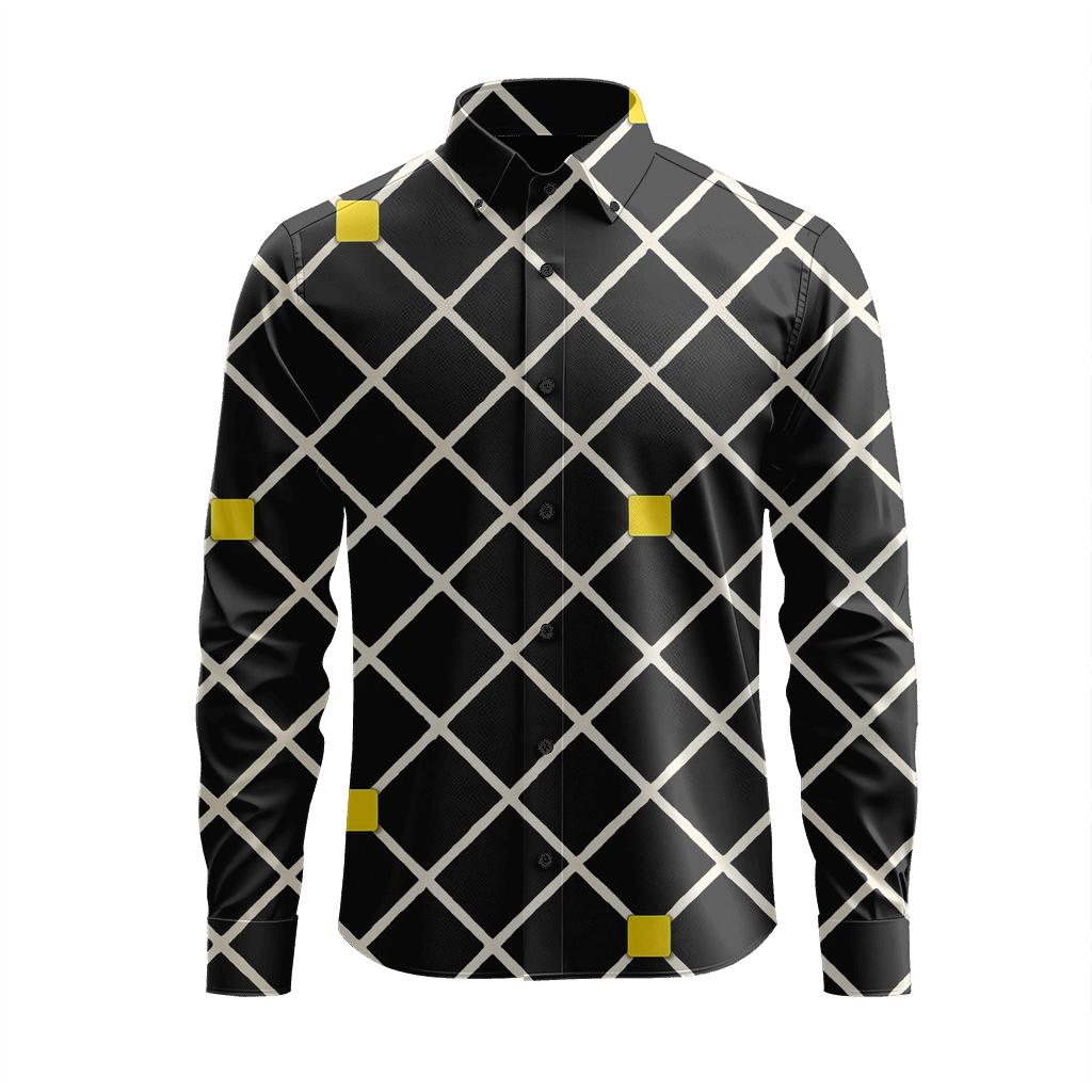 Diagonal Lattice Overprint custom long sleeve shirts