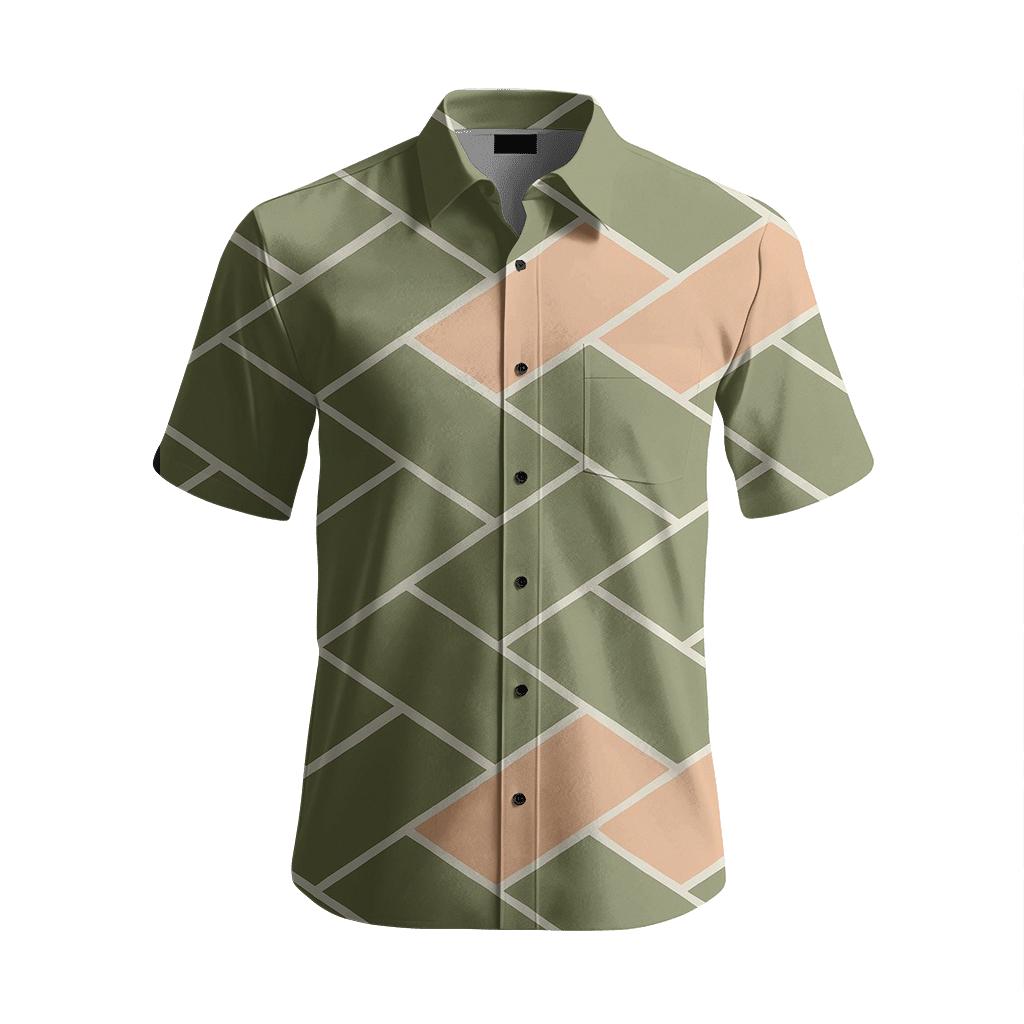 Rhombus Step Chain soft fabric short sleeve shirts