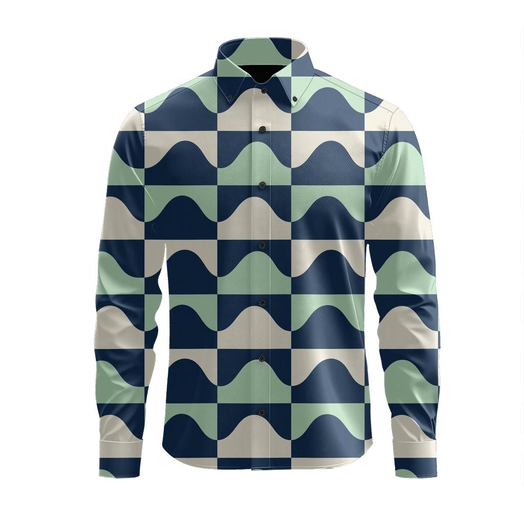 Checkered Sine Tile Array personalized cotton long sleeves [AI-ac09cfbd-a1bd4d93b6fb]