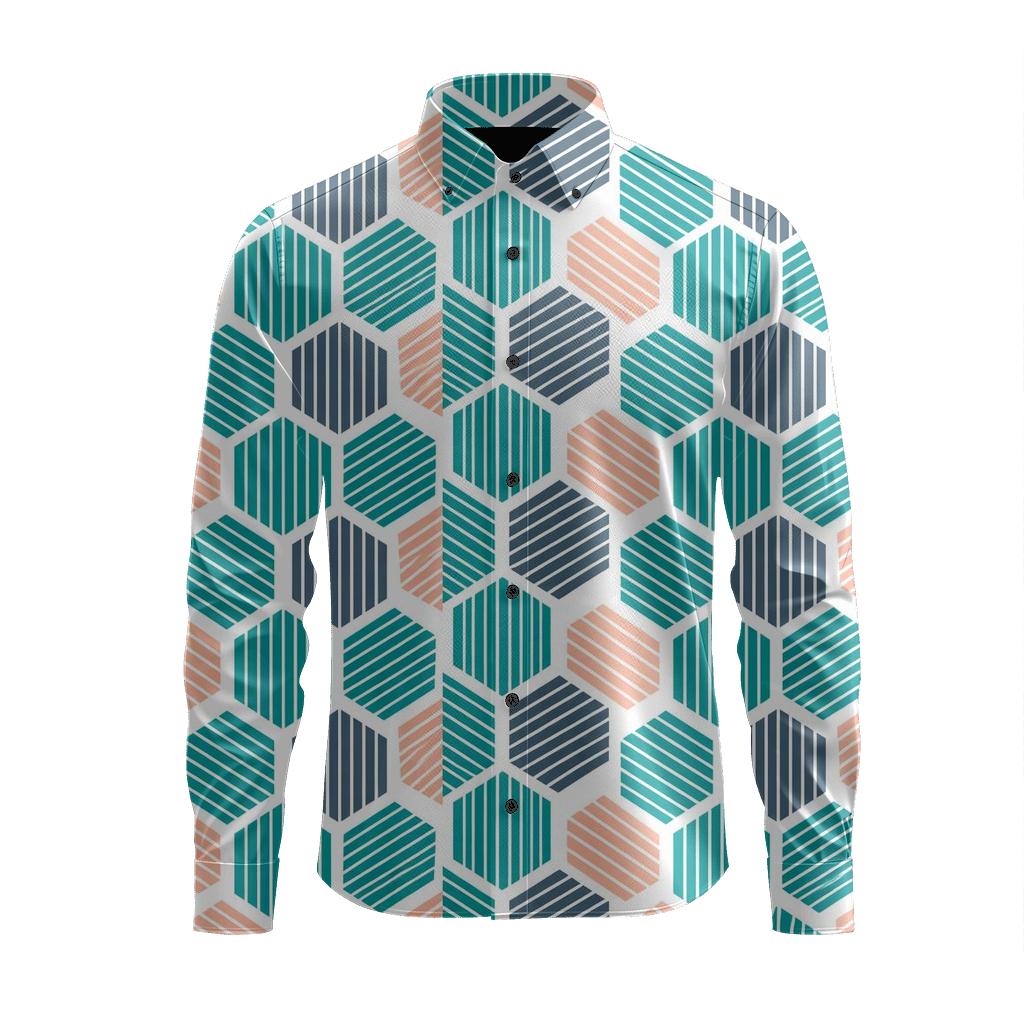 Hex Comb Offset Field stylish fitted long sleeve tees [AI-0d3f5255-1de20577927d]