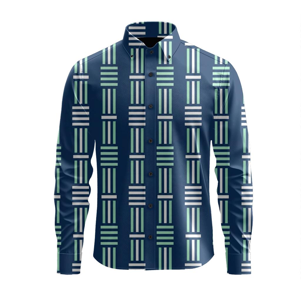 Binary Stripe Lattice designer printed long sleeve tops [AI-0cc9d4d3-c32c40e3109e]