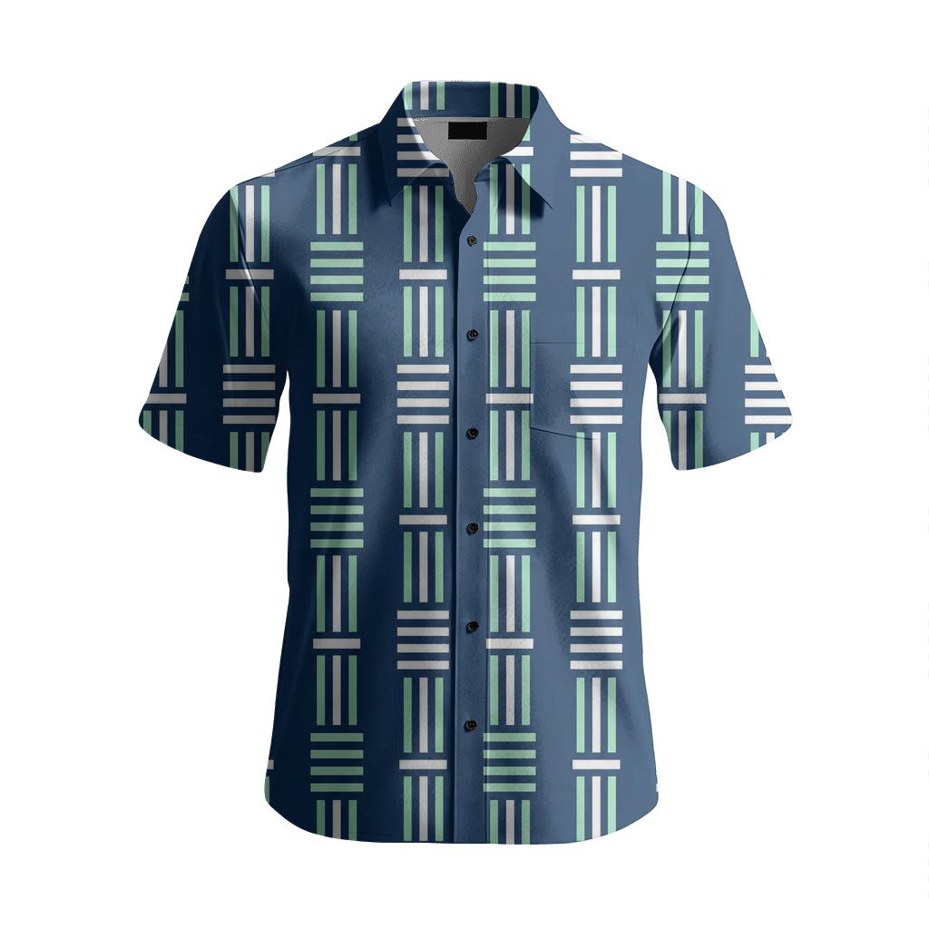 Binary Stripe Lattice trendy crew neck short sleeves [AI-0cc9d4d3-c32c40e3109e]