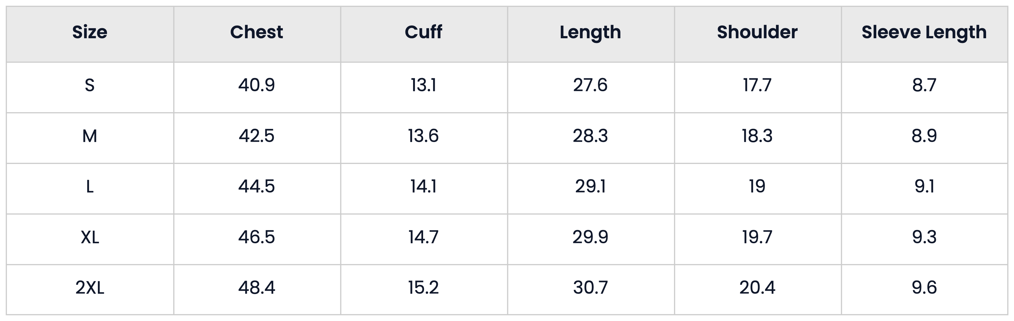 Size Chart for Pack of 4 Urban Knit Short Sleeve T Shirt for Men