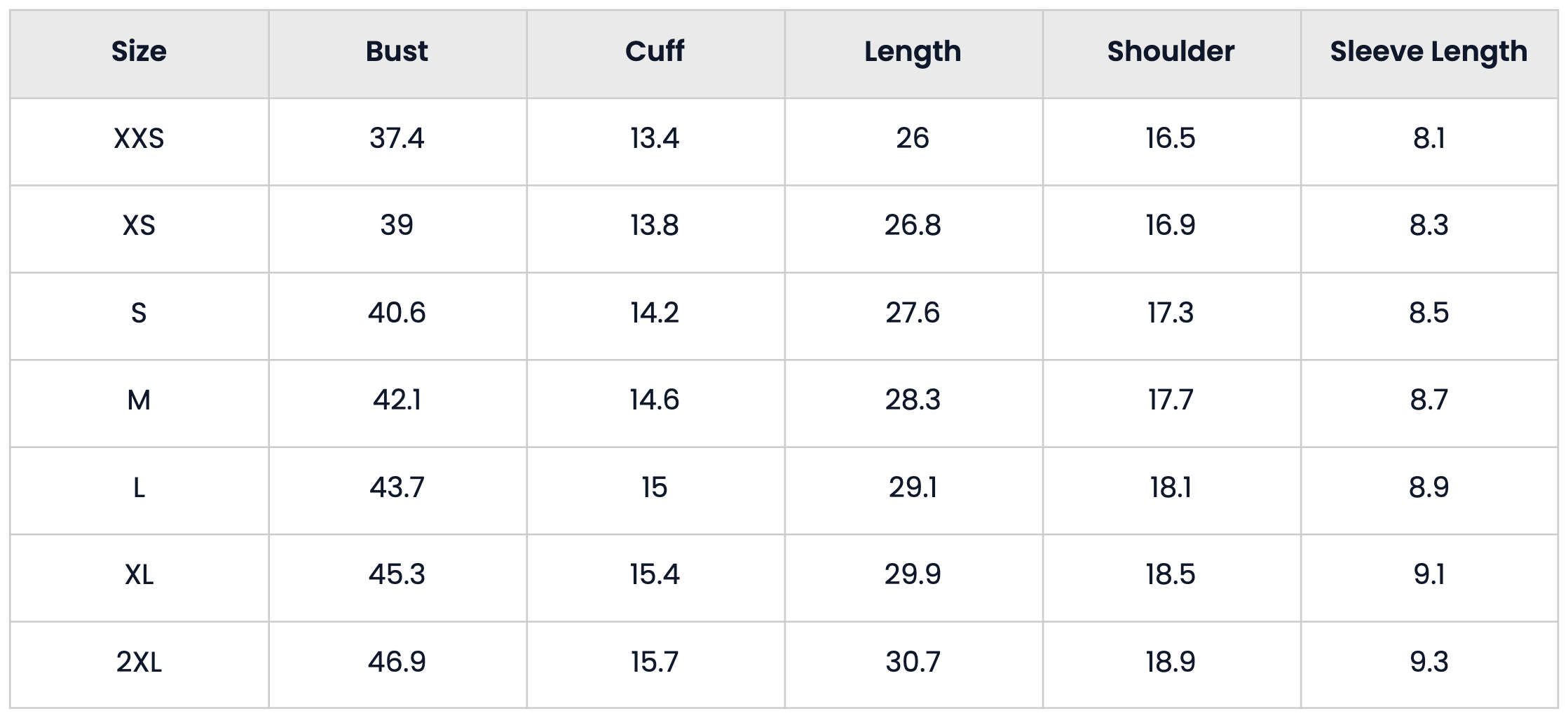 Size Chart for Pack of 5 Slim Fit Short Sleeve Casual T Shirts for Men