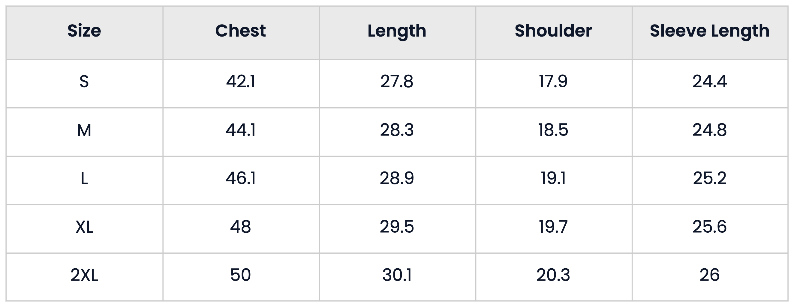 Size Chart for Contrast Design Long Sleeve Zip Pullover Sweatshirt for Men