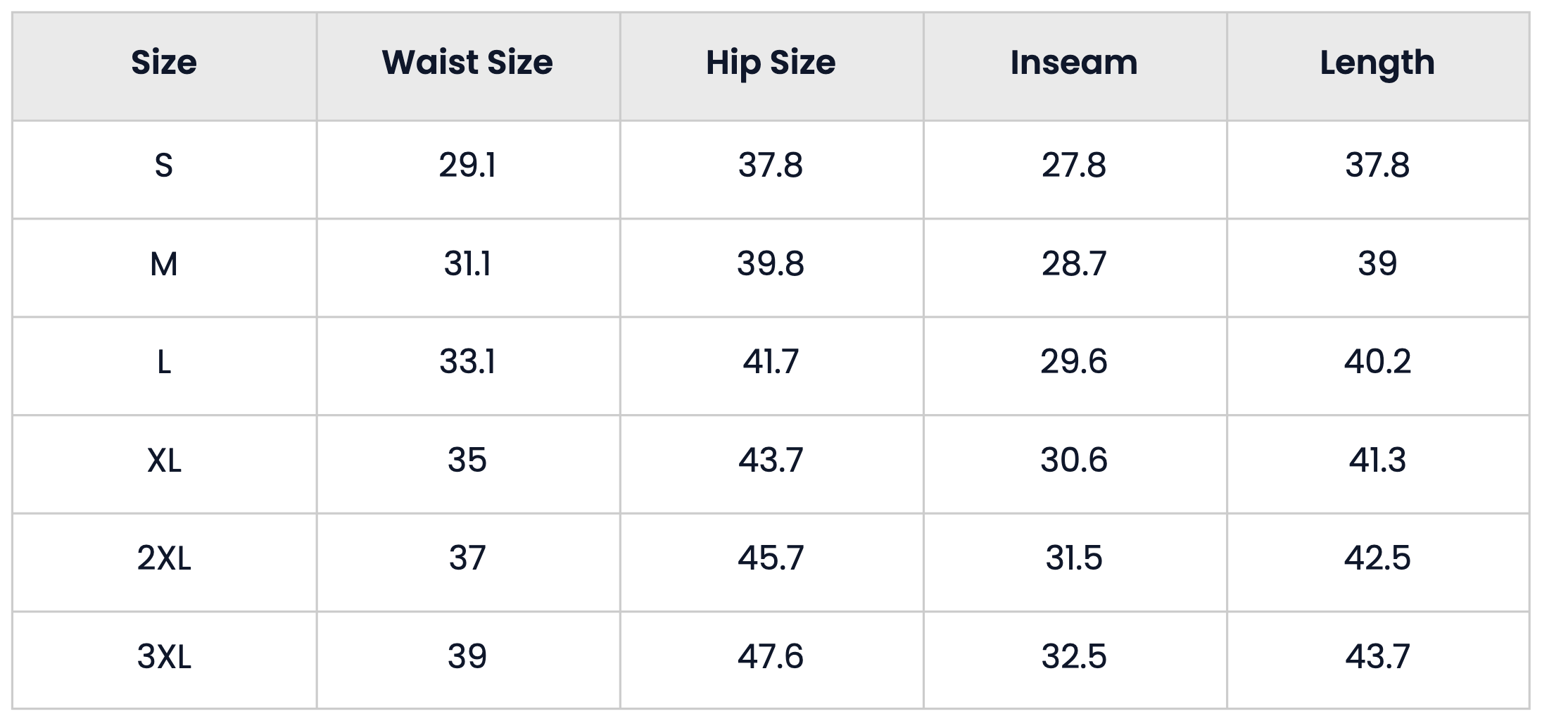 Size Chart for Stonewashed Tapered Casual Jeans with Pockets for Men
