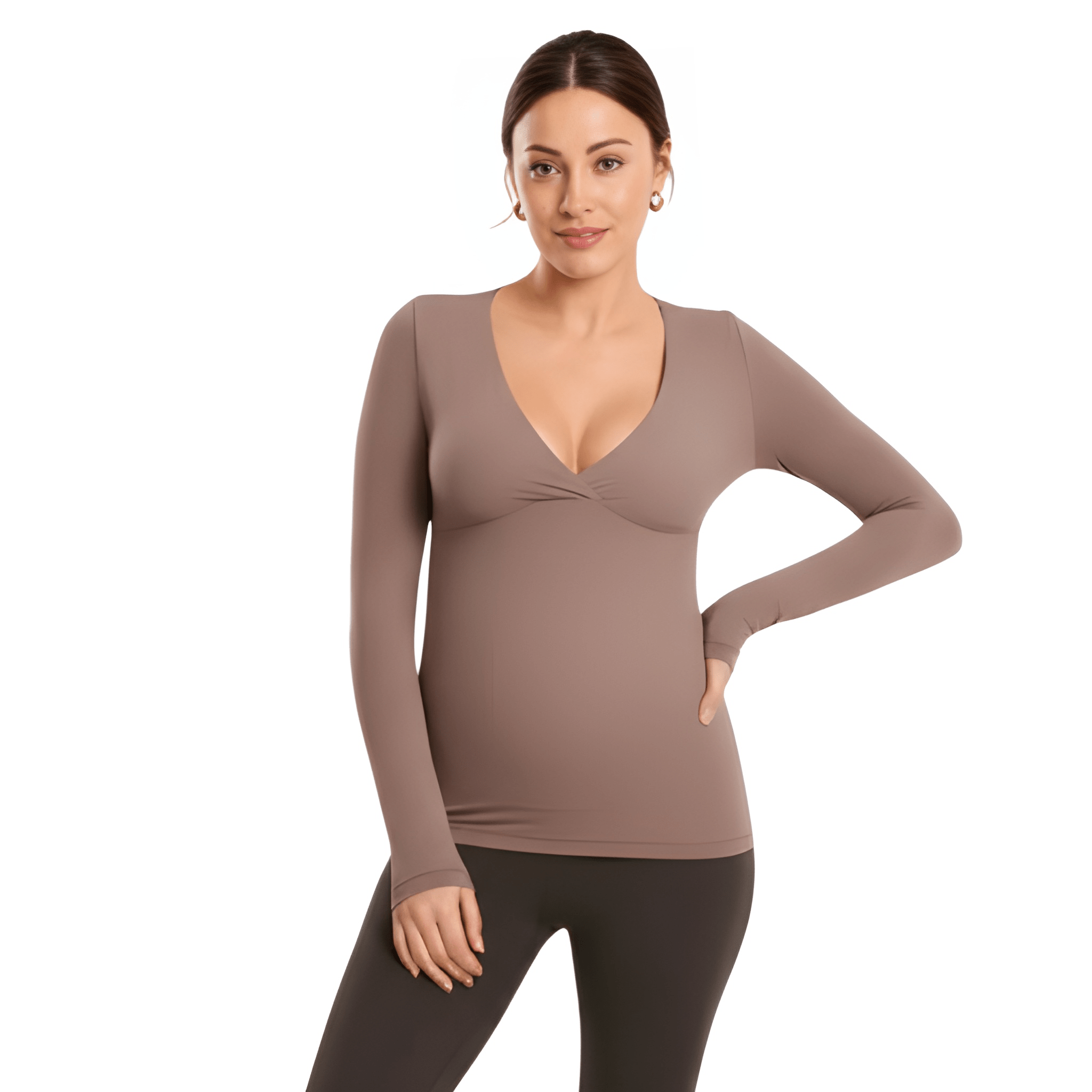 Long Sleeve Maternity Crossover Support Top For WomenLong Sleeve Maternity Crossover Support Top For Women - Image 6