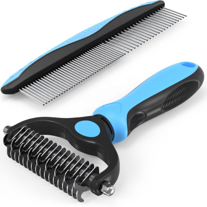 Pet Grooming Brush And Metal Comb Set