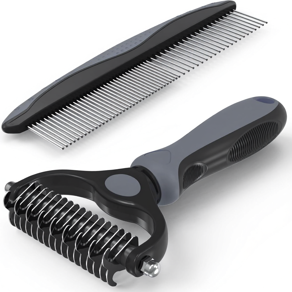 Pet Grooming Brush And Metal Comb Set