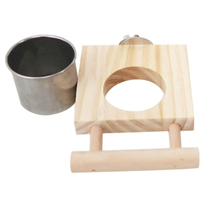 Wood Bird Hanging Feeder for Wild Birds Cage Accessories for Mental Stimulation — side view