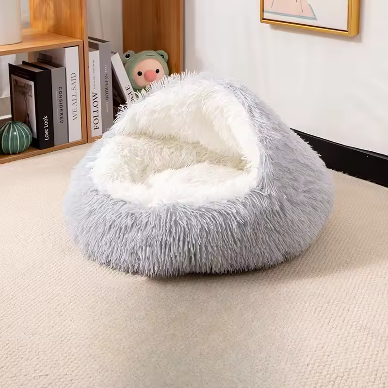 Plush Donut Dog Bed for Dogs and Cats with Calming Soft Comfortable Machine Washable Pet Sleeping Cushion — packaging