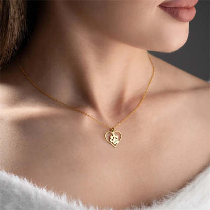 Custom Pet Name Pendant Necklace With Paw Print Design