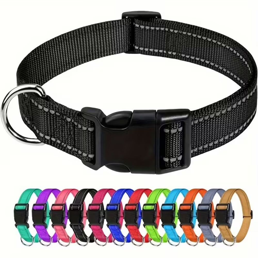 Adjustable Reflective Dog Collar With Quick Release Buckle