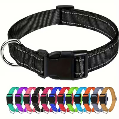 Adjustable Reflective Dog Collar With Quick Release Buckle