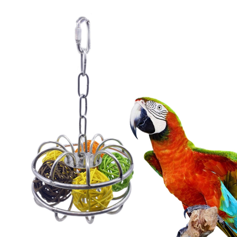 Metal Bird Swing Toy for Parrots Cockatiels and Budgies Cage Accessories for Mental Stimulation — side view