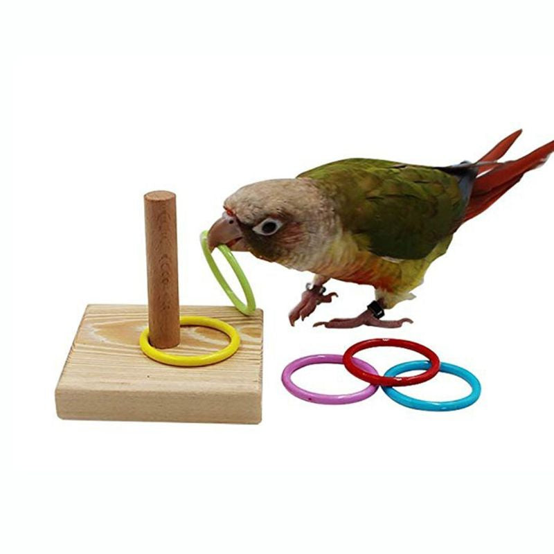 Wood Bird Swing Toy for Parrots Cockatiels and Budgies with Non-toxic Cage Accessories for Mental Stimulation — front view