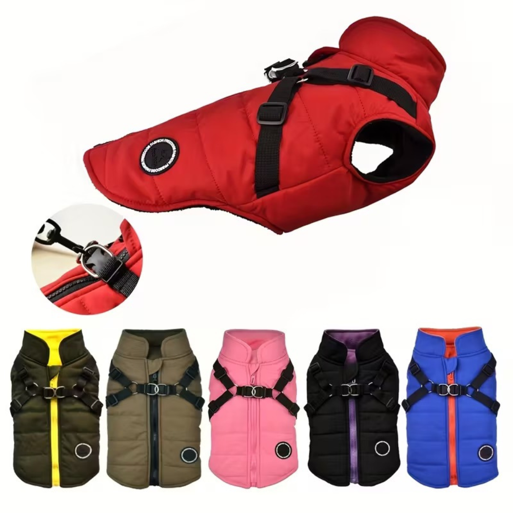 Padded Zipper Dog Vest With Harness