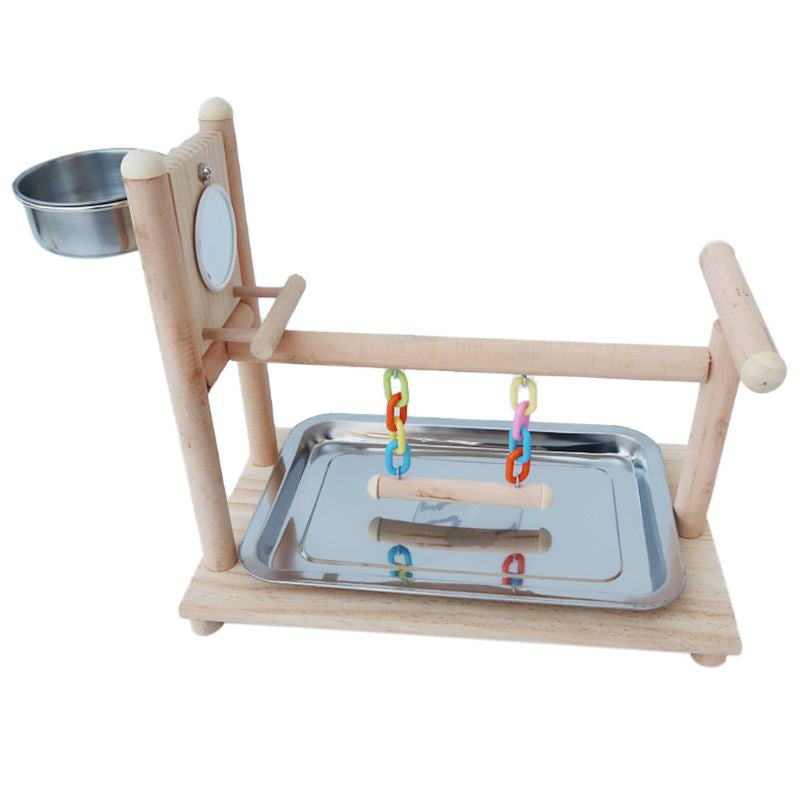 Wood Bird Swing Toy for Parrots Cockatiels and Budgies with Durable Cage Accessories for Mental Stimulation — front view