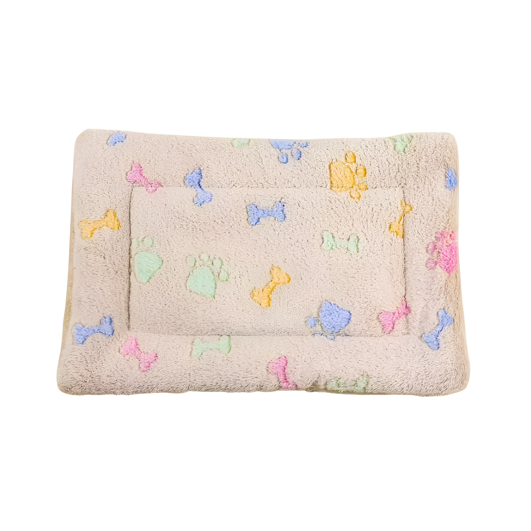 Rectangular Pet Floor Mat With Cushioned Support And Paw Print Pattern