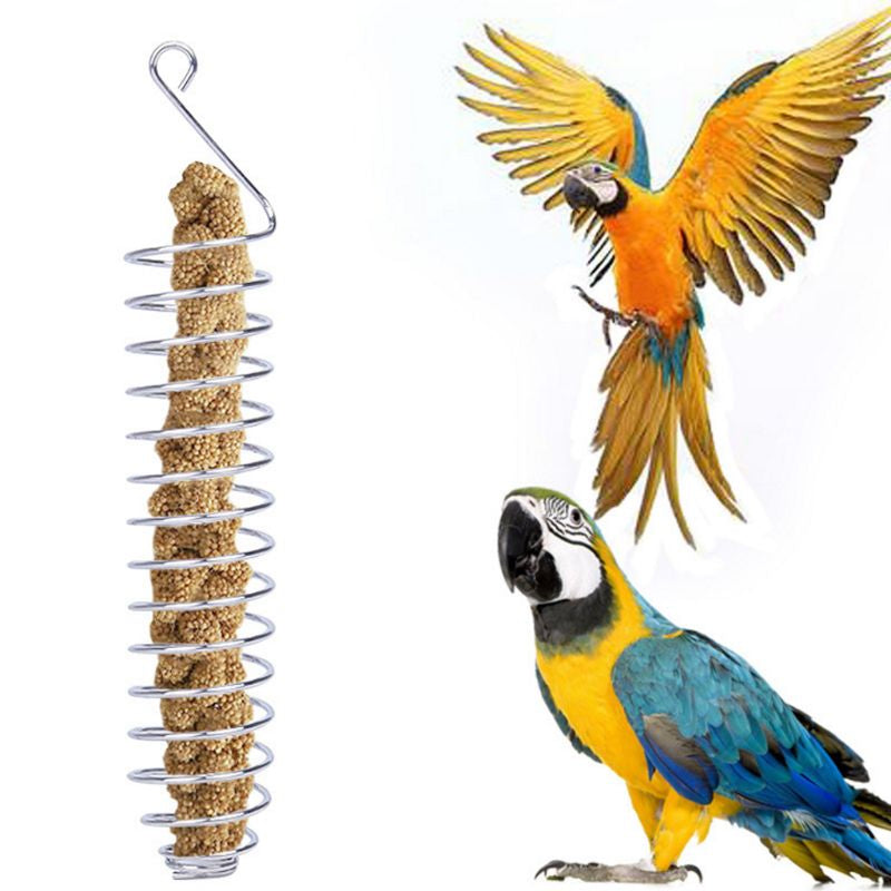 Stainless Steel Bird Hanging Feeder for Wild Birds Cage Accessories for Mental Stimulation — side view